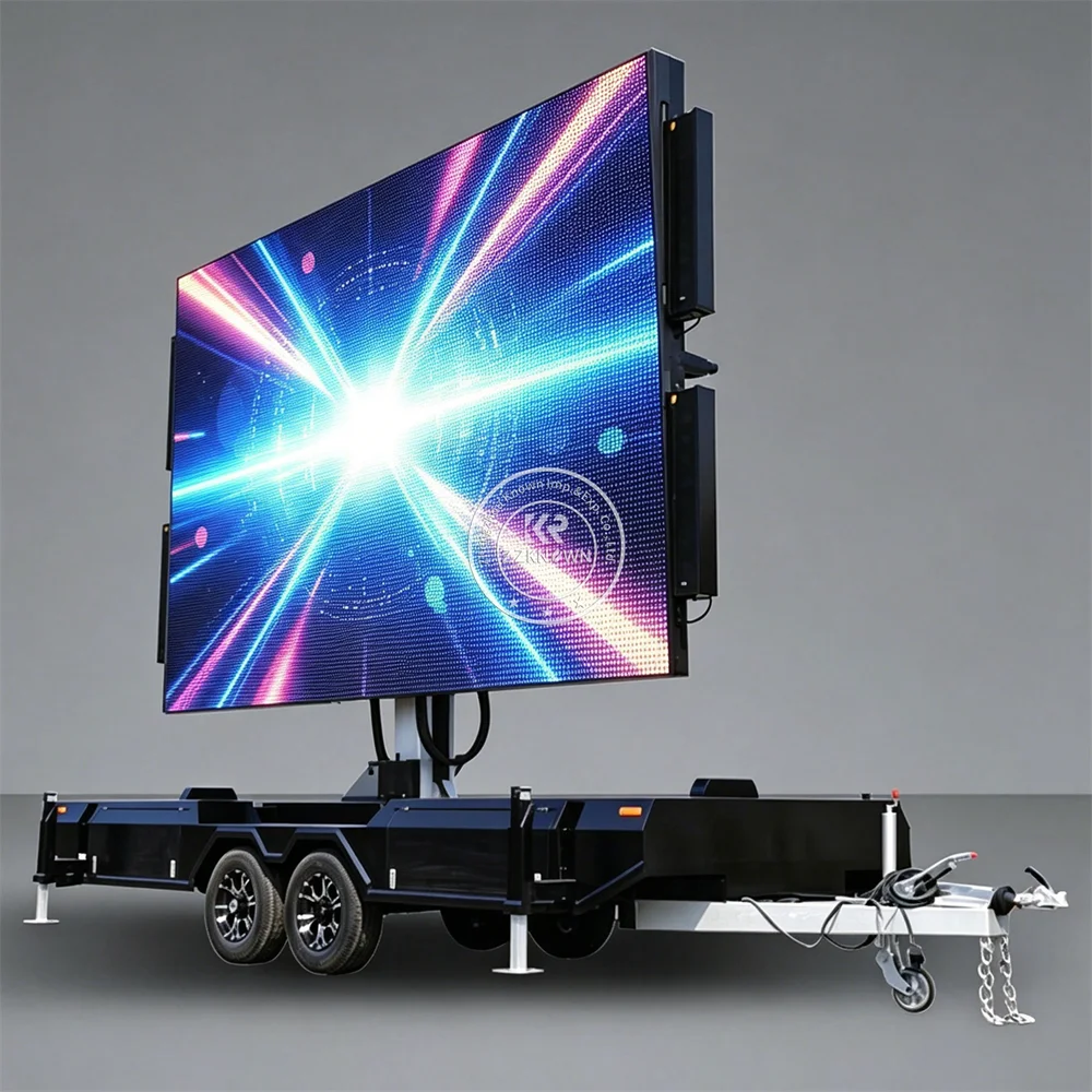 Solar LED Display Advertising Trailer Mobile Digital Billboard Screen Trailer For Night Outdoor Lighting And Promotion Use
