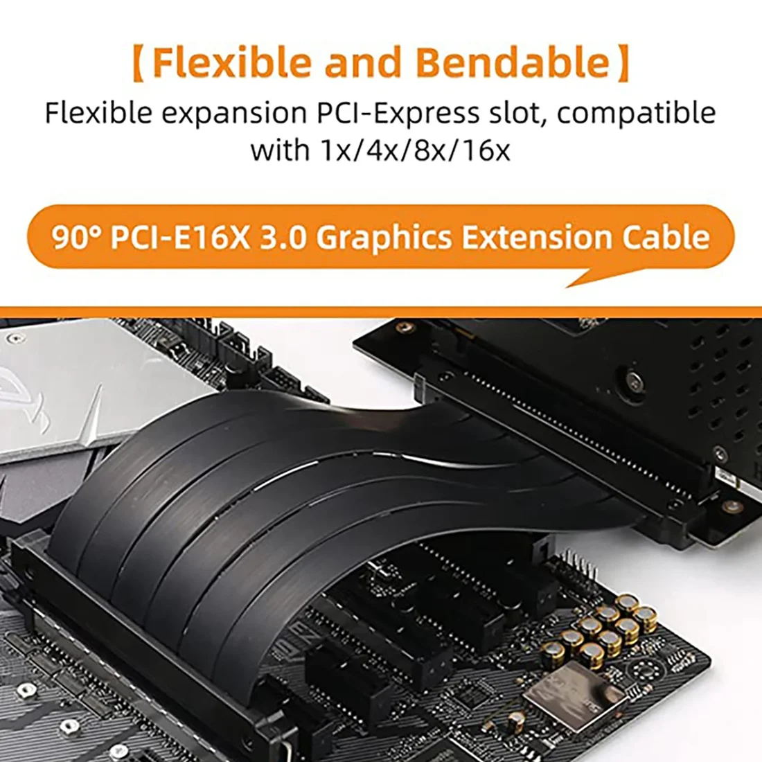 PCIe 3.0สายต่อขยายการ์ดจอ PCI-E 16X กับ16X มุมขวา GPU สายเคเบิลต่อสำหรับขุดตัวเชื่อมต่อการ์ด30ซม.