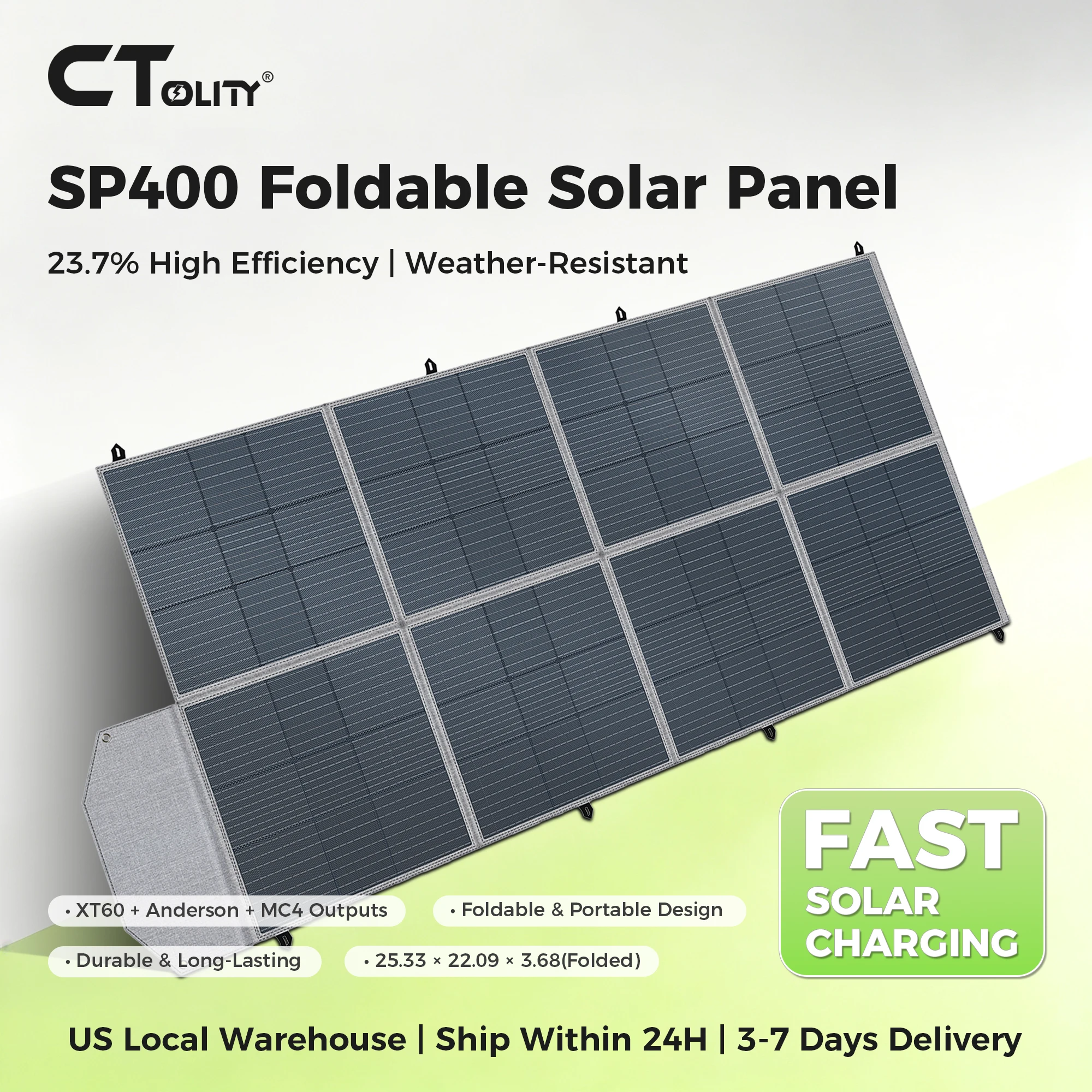 Power Outdoor Jackery - CTOLITY SP400 400W 41V Tragbares Solarpanel,