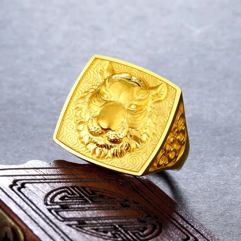 

Blessed Lucky Tiger Head Adjustable Ring For Women 24K Gold AU999 symbolize evil avoidance and abundant smooth fortune in life