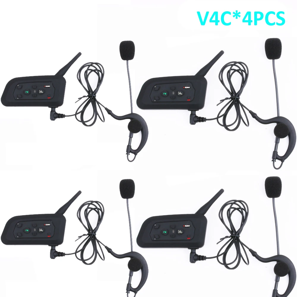 Intercomunicador para árbitro de fútbol, auriculares V4C Full Duplex con Bluetooth, 1200M, interfono para entrenador y Judger, 4 Usuarios