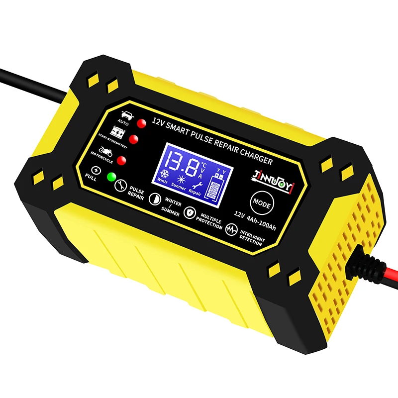 LCD 납산 배터리 고속 충전 스마트 펄스 수리 충전기, 자동차 오토바이 미니밴용, 12V 6A, 신형