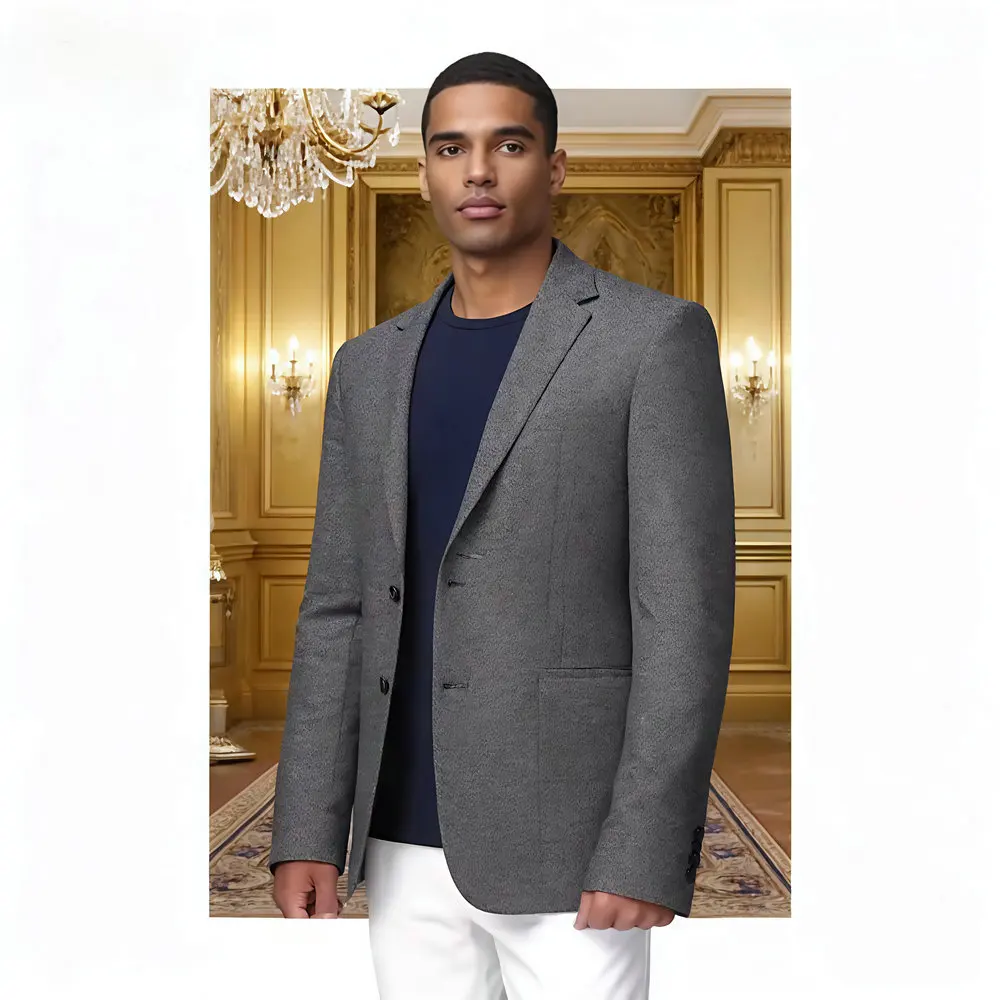 

Men Gray Blazers Spring Summer Suit Jackets Male Solid Colour Business Casual Outfits Office Attire Classical Outerwear 2025