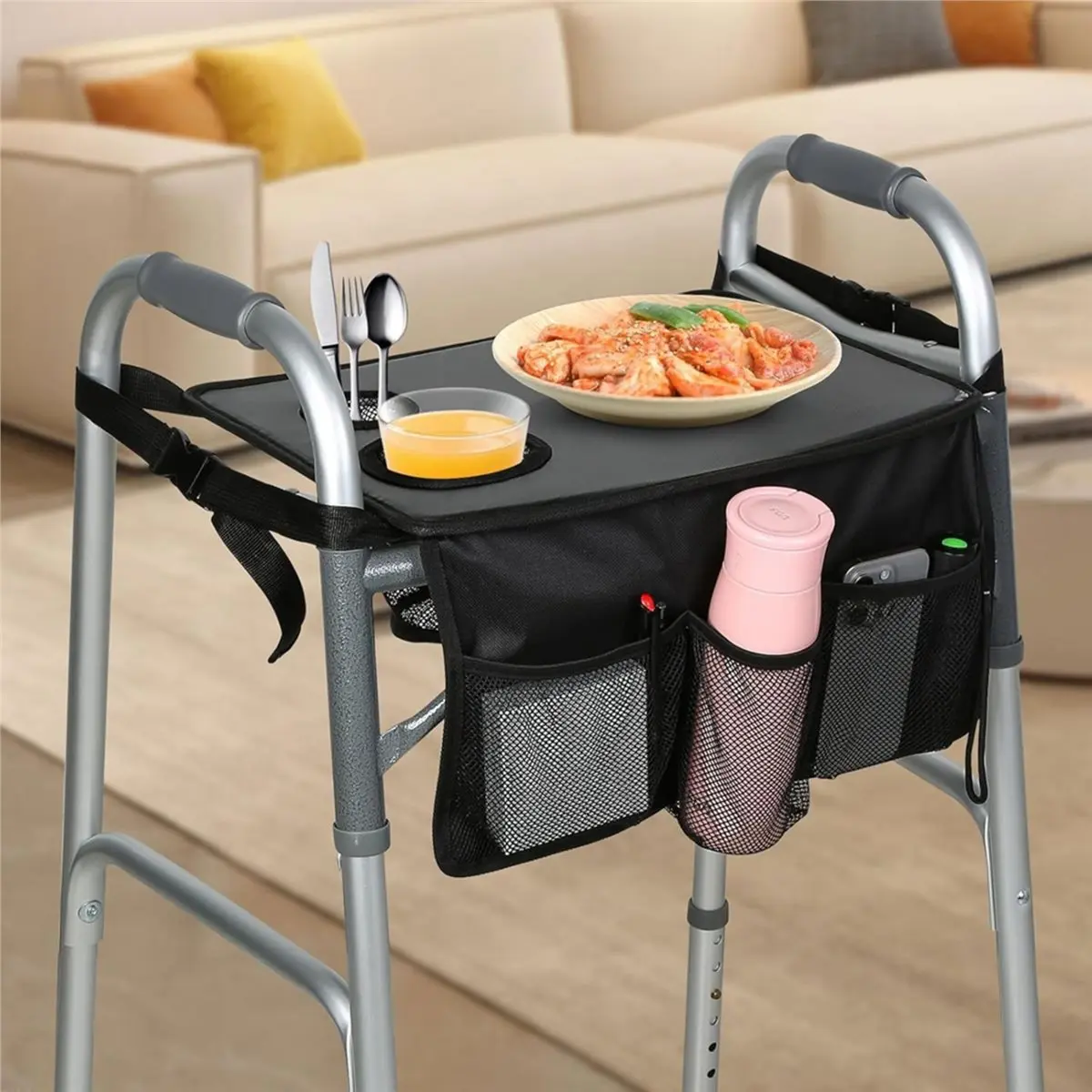 L! DT656^Walker Tray for Folding Walker, Trays for Walkers for Seniors Detachable with Cup Holder,Walker Trays for Rolling