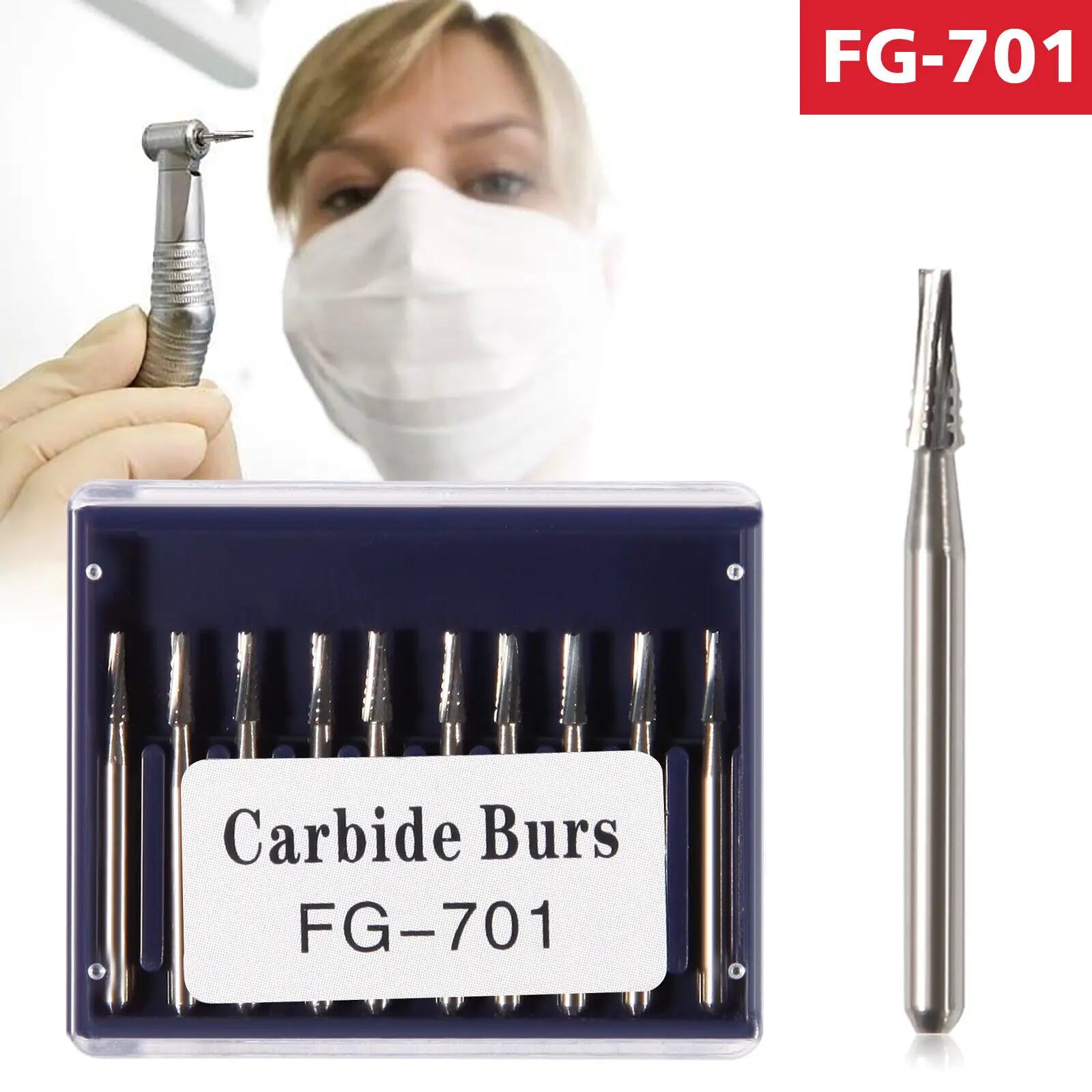 Broca De Aço De Tungstênio De Carboneto Dental, Ferramentas De Dentista, Handpiece De Alta Velocidade, FG #701, 10Pcs