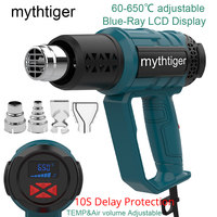 2000W Hair Dryer Construction LCD Display Heat Gun for Soldering Thermal Blower Heat Shrink Industrial Hot Air Gun with Nozzles