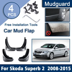 4Pcs Car Mudguards For Skoda Superb 2 Mk2 Accessories 2008~2015 Mudflap Splash Guard Front Rear Fenders Auto Wheel Spare Parts