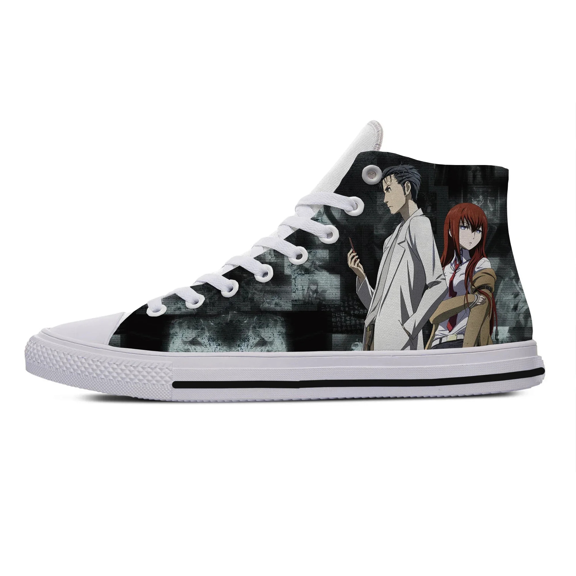 Zapatillas de deporte de dibujos animados para hombre y mujer, zapatos informales de alta calidad, estilo Anime Steins Gate, clásico, gran ayuda