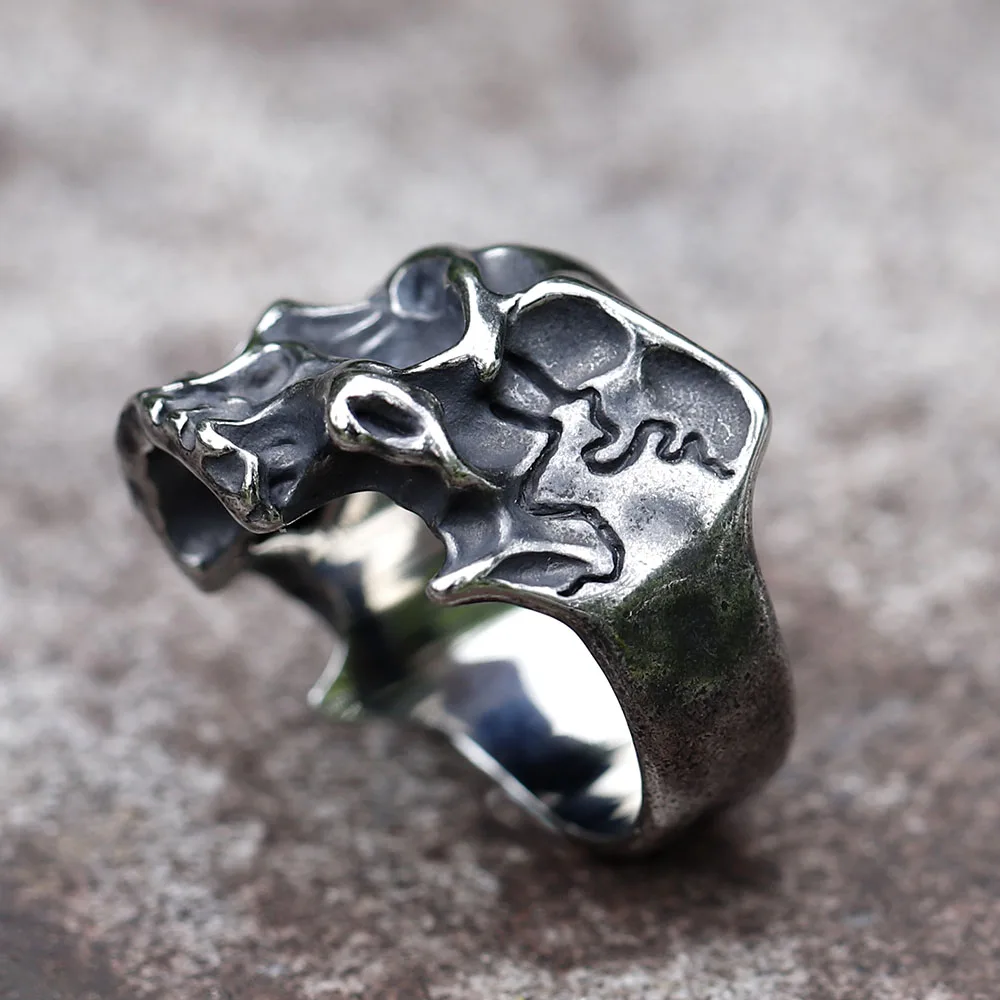 NEW Men\'s 316L stainless-steel rings retro Motorcyclist skull RING for teens gothic punk Jewelry Gift free shipping