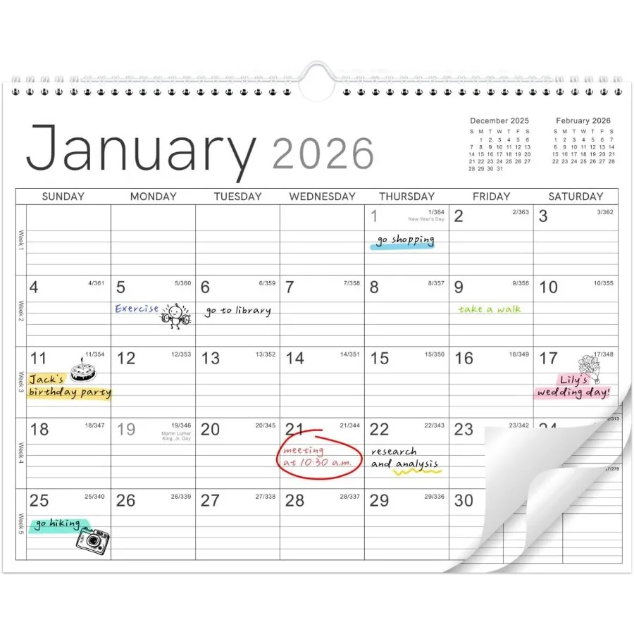 2026 Wall Calendar 2026 Calendar from Jan. 2026 Dec. 2026 14.6" x 11.4" 12 Months Wall Calendar 2026 Thick Paper TwinWire Bindi