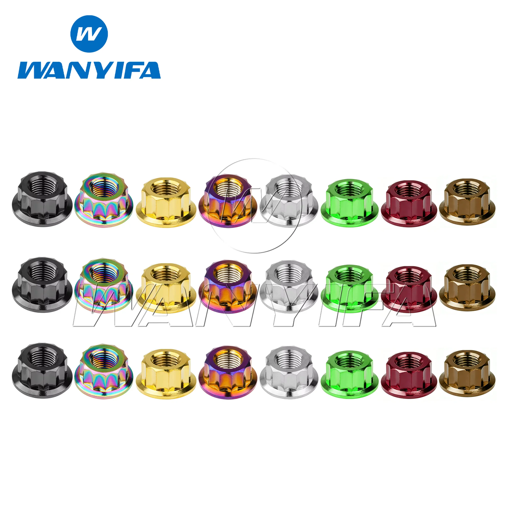 Wanyifa Titanium Nut M5/M6/M8/M10/M12 Flange 12 Point Double Hexagon CNC Nut Motorcycle Modification
