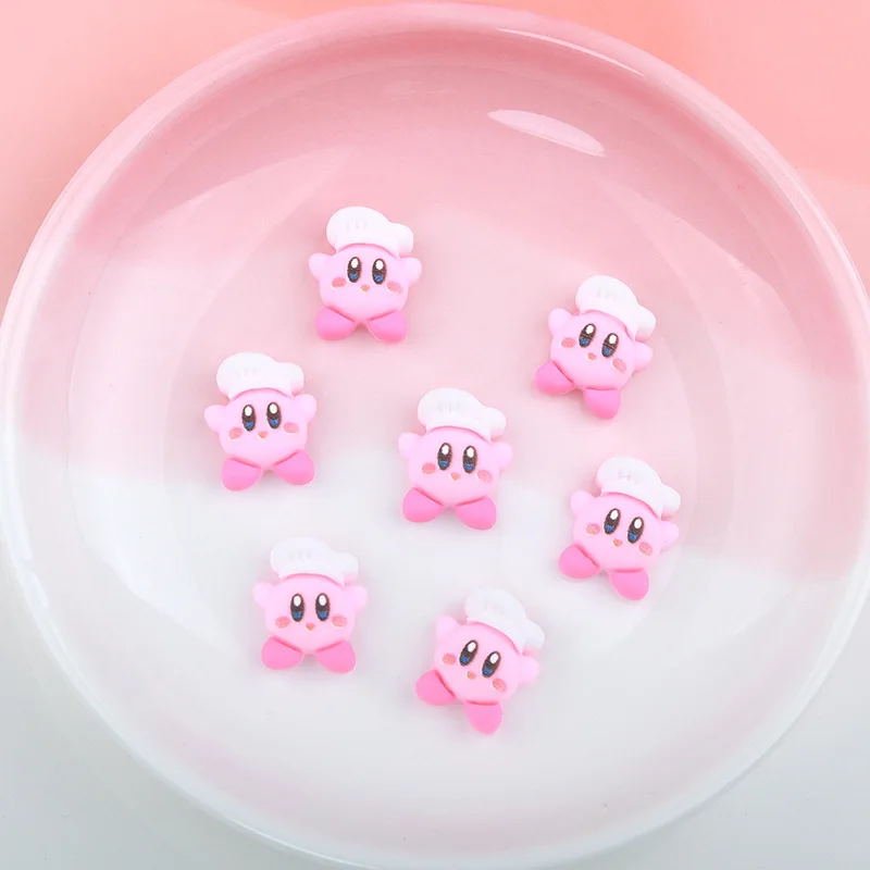 10Pcs/Set Sweet Cool Style Cartoon Cute Kirby Resin Nail Jewelry DIY Kawaii Accessories Decor Toys for Girls Friends Gift