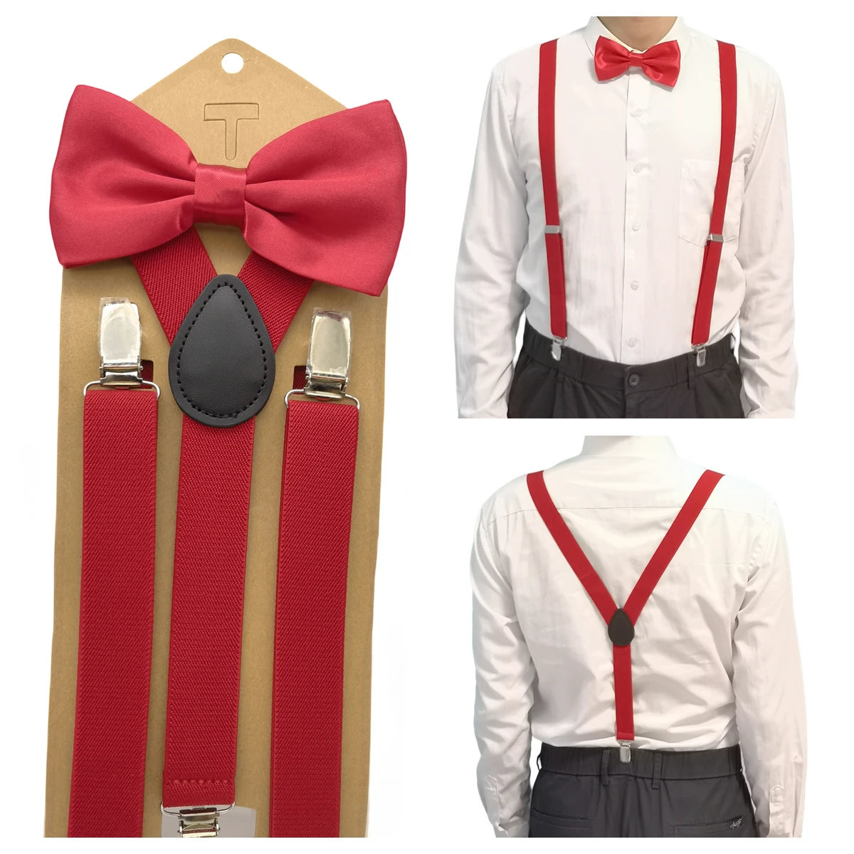 

Bow Tie Combo Sets Suspenders for Wedding Accessories 2.5CM Elastic Straps Best Man Clips Wedding Dresses Party Suspenders B0841