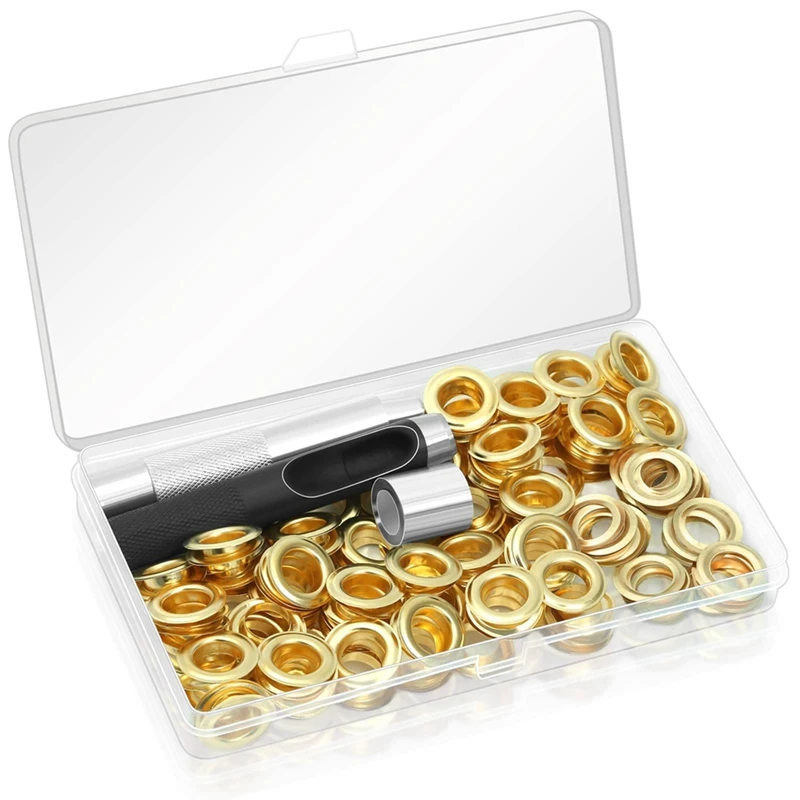 120 Sets Grommet Eyelets Tool Kit, Grommet Kit 1/2 Inch Eyelets With Tools And Storage Box