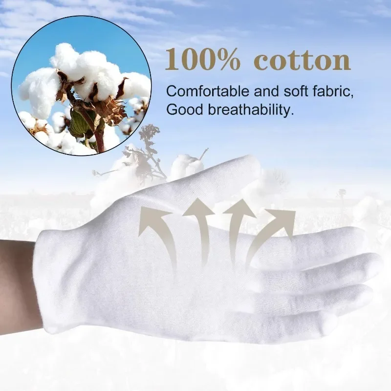 1pair White Cotton Gloves Men Formal Tuxedo Uniform Gloves Honor Guard Parade Ceremony Costume Cosplay Coin Jewelry Butler Glove