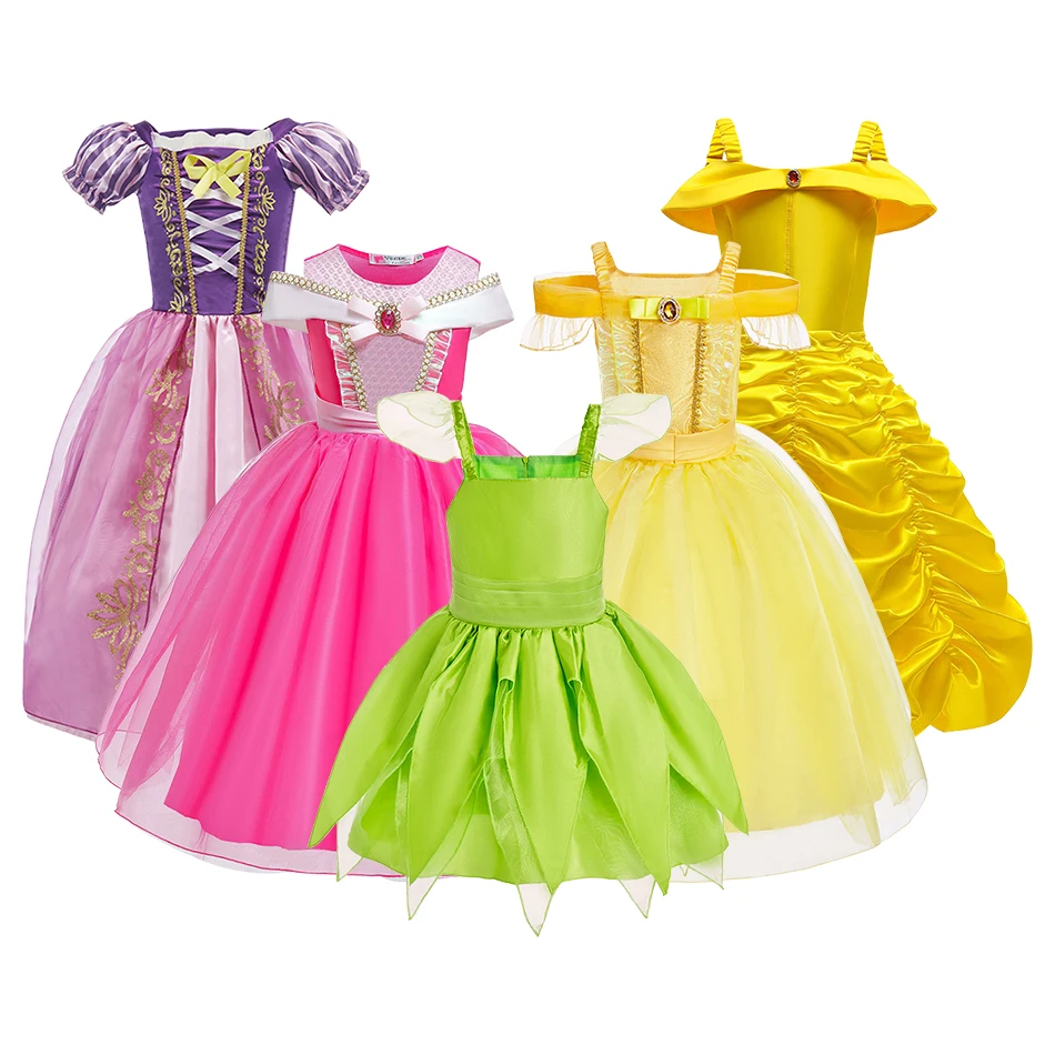 Kids Princess Clothing Children Elsa Christmas Costume Yellow Vestidos  Girls Snow Queen Birthday Dresses Kids Cosplay Dresses