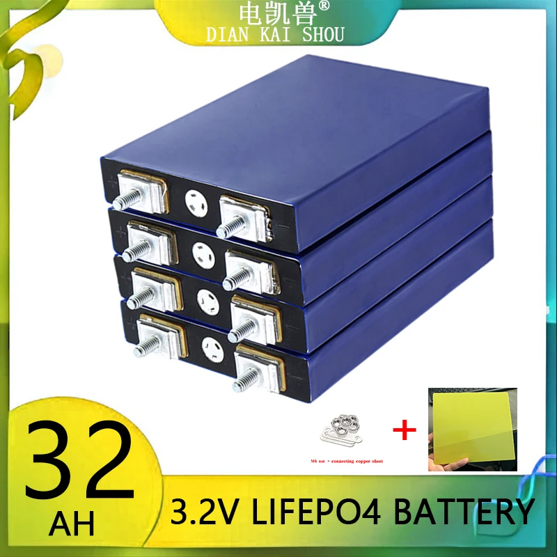 

3.2V 32Ah battery pack LiFePO4 phosphate 32000mAh for 4S 12V 24V Motorcycle Car motor batteries modification Stud EU/UE TAX FREE