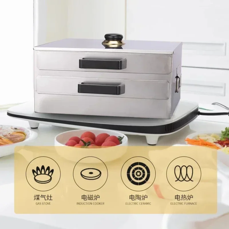 ماكينة صنع المكرونة الأرز المنزلية الصغيرة 304 ماكينة معكرونة الأرز بالبخار من الفولاذ المقاوم للصدأ نوع درج قوس