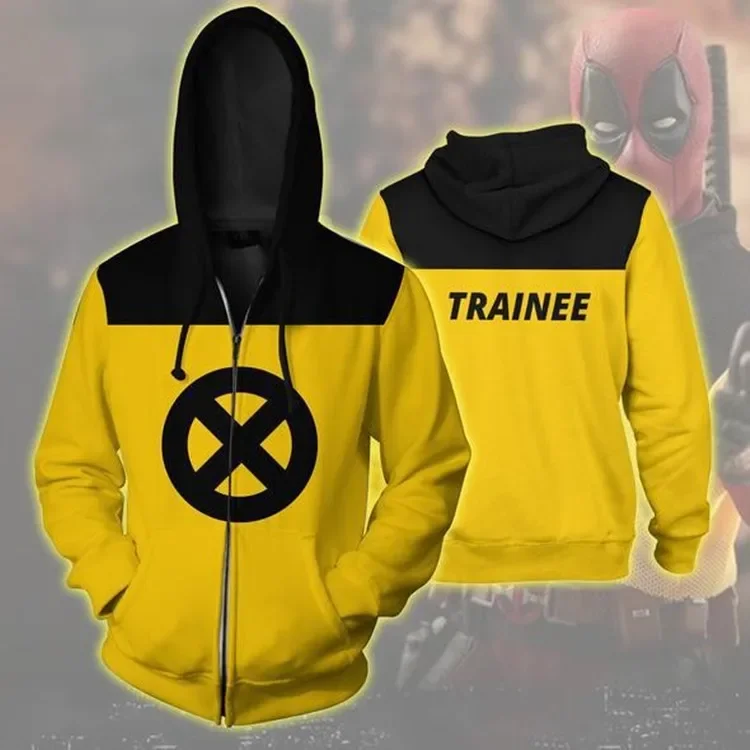 

Deadpool Cosplay Costumes Wolverine Superhero Halloween Costume Comic Compression Deadpool Workout Sweater Yellow Hoodie Men