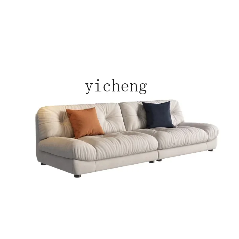 ZZZTQH cloud sofa anti-cat scratch fabric very simple living room straight row three people cream pet