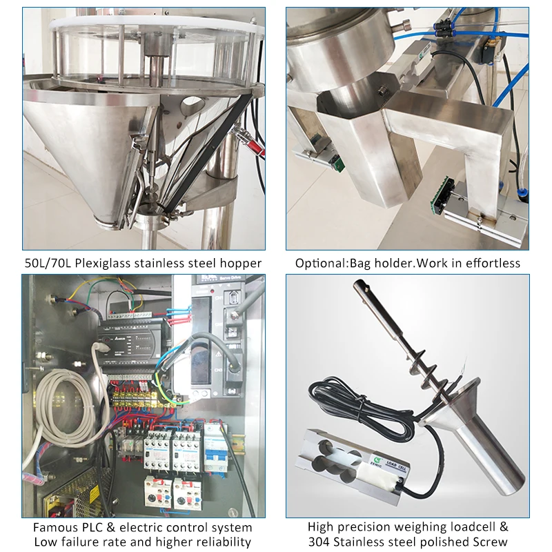 Máquina de embalagem semiautomática de aço inoxidável com entrega rápida, 10-5000g, alimentação de café, leite em pó