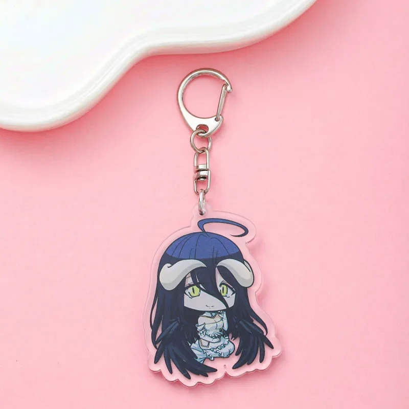 Overlord Albedo Anime Acrylic Keychain Accessaries Cartoon Funny Bag Pendant Cute Creative Charm Car Keyring Friends Fans Gifts