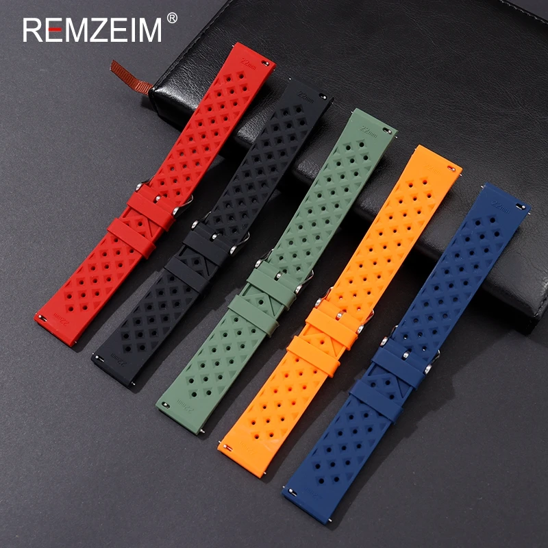 New Breathable Rubber Strap Quick Release Watch Band 18mm 20mm 22mm Replacement Bracelet Silicone Smart Watchbands