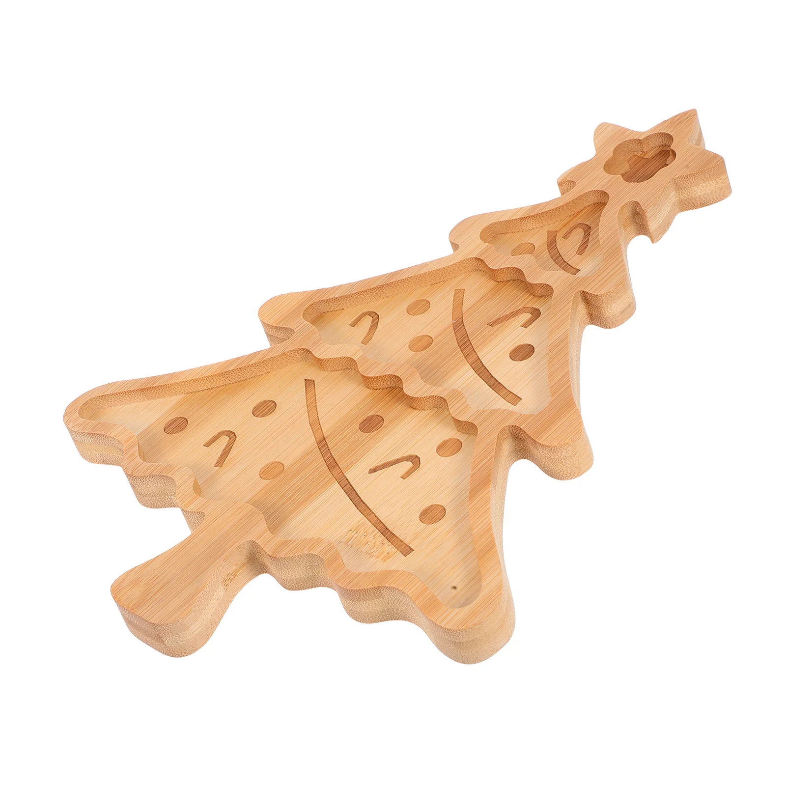 

Christmas Tree Shaped Bamboo Serving Tray Divided Holiday Party Snack Platter Dessert Candy Fruit Nut Display Holiday Party Dish