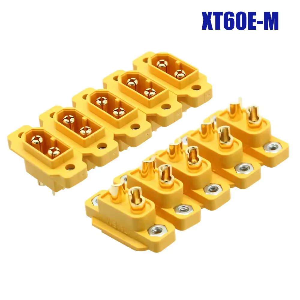 5/10pcs Amass XT60E-M XT60E XT60 Brass Gold Plated Male Plug Screws Mountable Connector For FPV Multicopter Fixed Board