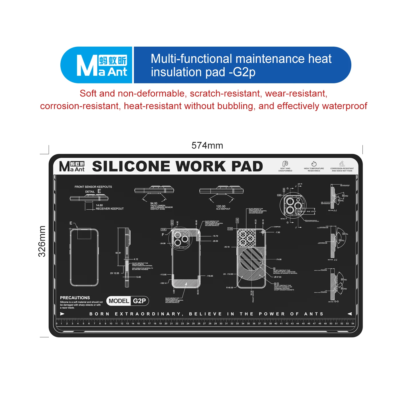 MAANT G2p G2mini Multi-functional Maintenance Heat Insulation Pad for Mobile Phone Repair Silicone Soldering Working Mat