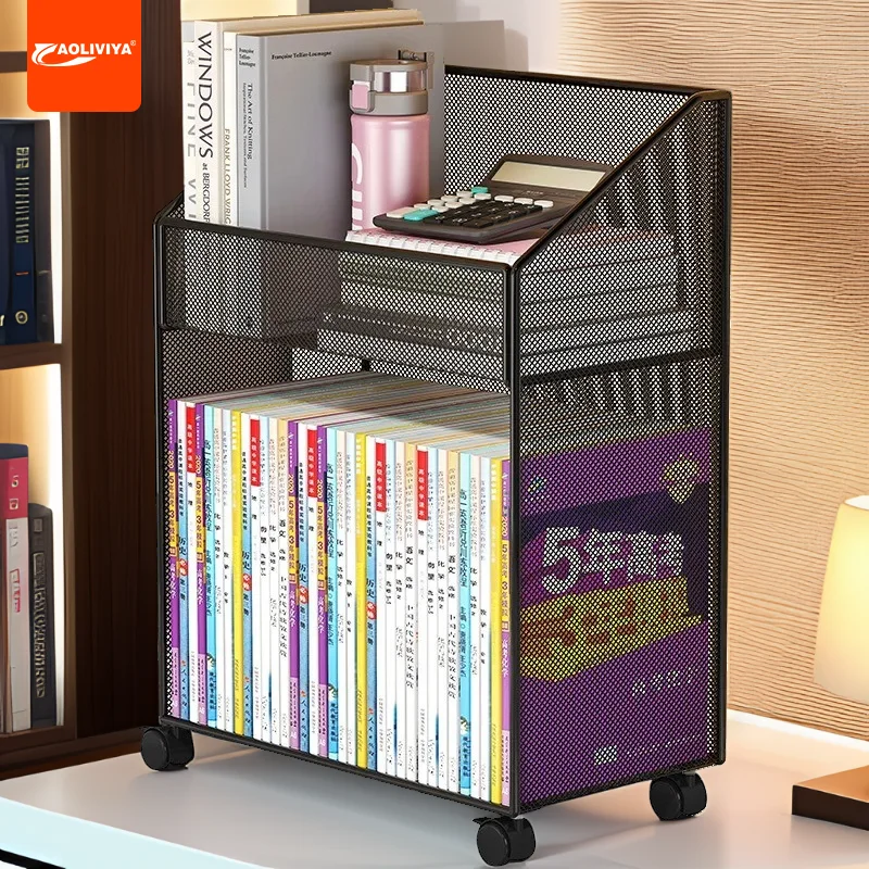 

Aoliviya Mobile Bookshelf and Storage Shelf Floor Book Storage Rack Simple Desk Small Bookshelf under Table Storage Cabinet Trol