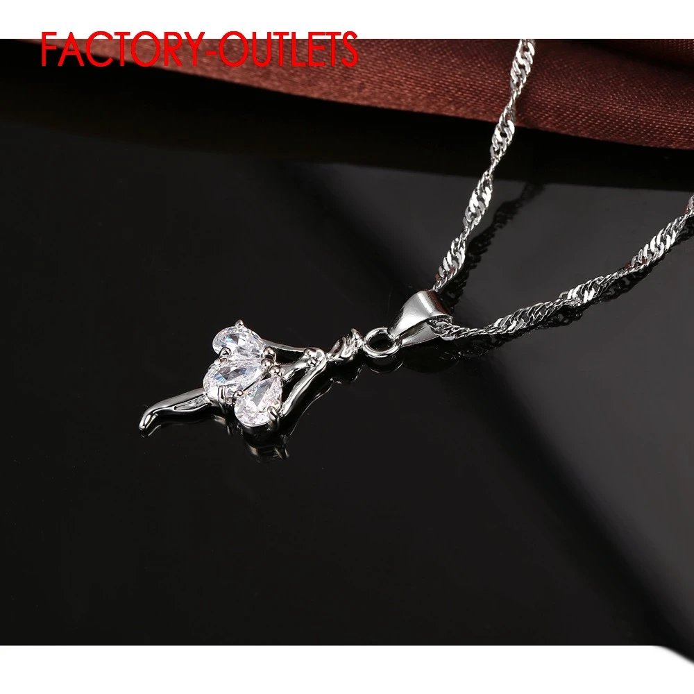 Genuine 925 Sterling Silver Bridal Jewelry Sets Cute Dancing Girl Shape CZ Crystal Women Girls Engagement Anniversary Wholesale