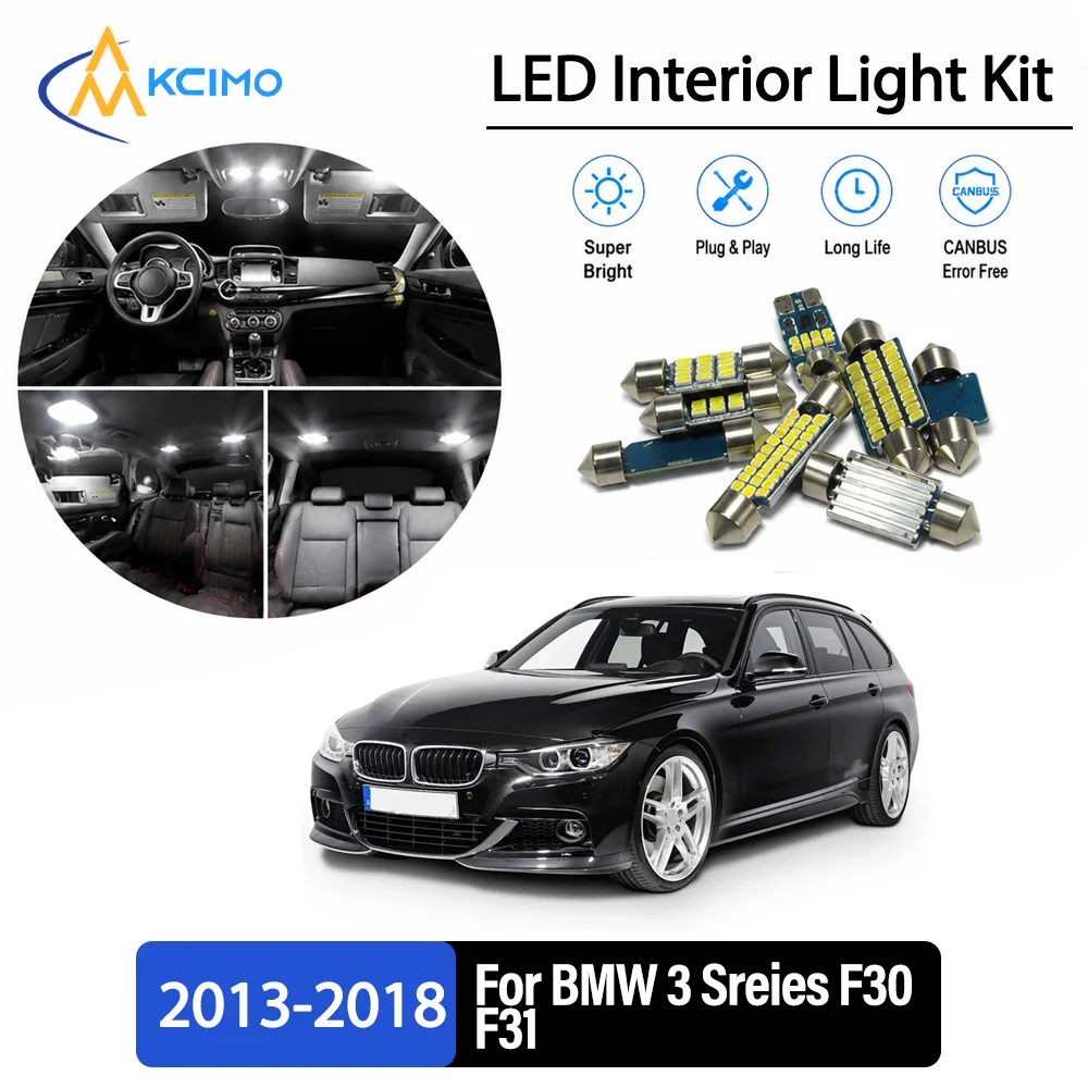 For BMW	3 Sreies F30 F31 2013-2018 Premium No-Wire Continuous Glow Auto Interior LED Bulb Remodel Set Cabin Refit Lamps