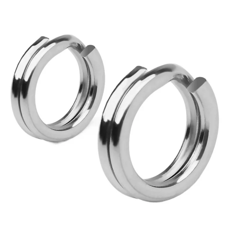 الفولاذ المقاوم للصدأ حلقة مزدوجة 100 قطعة إغراء الطعم تسطيح حلقة الصيد هوك موصل عززت تسطيح دائرة معدات صيد الأسماك Acc #2