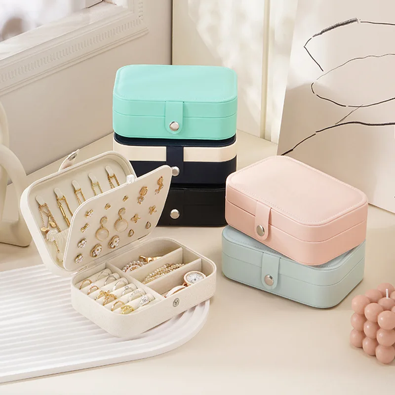 

Mutihome European Princess Travel Jewelry Box Portable Double-layer Ring Necklace Earring Storage Earring Jewelry Storage Box