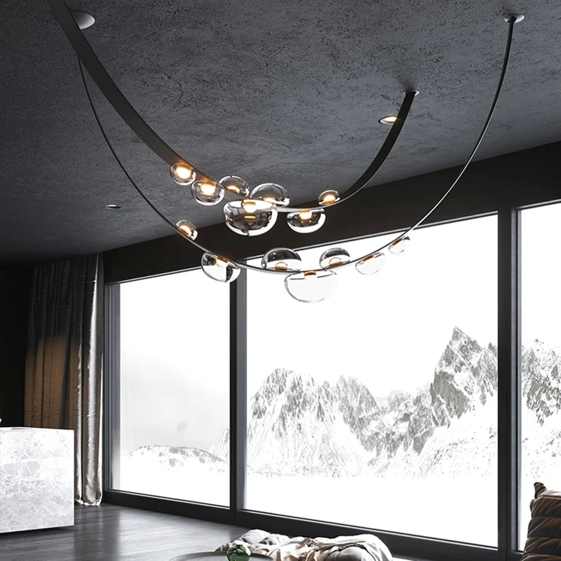 Imagem -05 - Modern Led Smoke Glass Pendant Light Designer Leather Belt Chandelier Living Room Dining Room Decor Iluminação Interior Pendurado Lâmpada