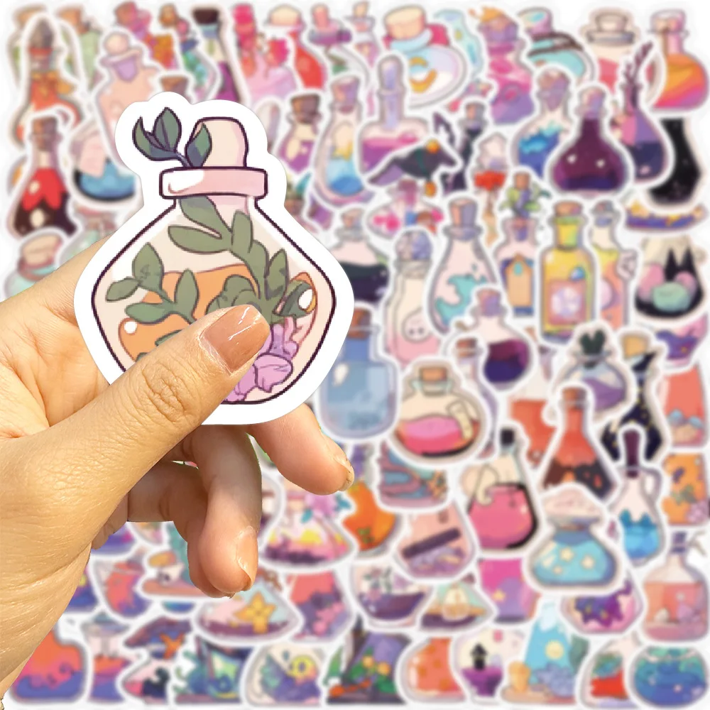 Magic Potion Stickers, 100Pcs Mini Size Halloween Apothecary Stickers for Water Bottle, Aesthetic Vinyl Sticker for Laptop Phone