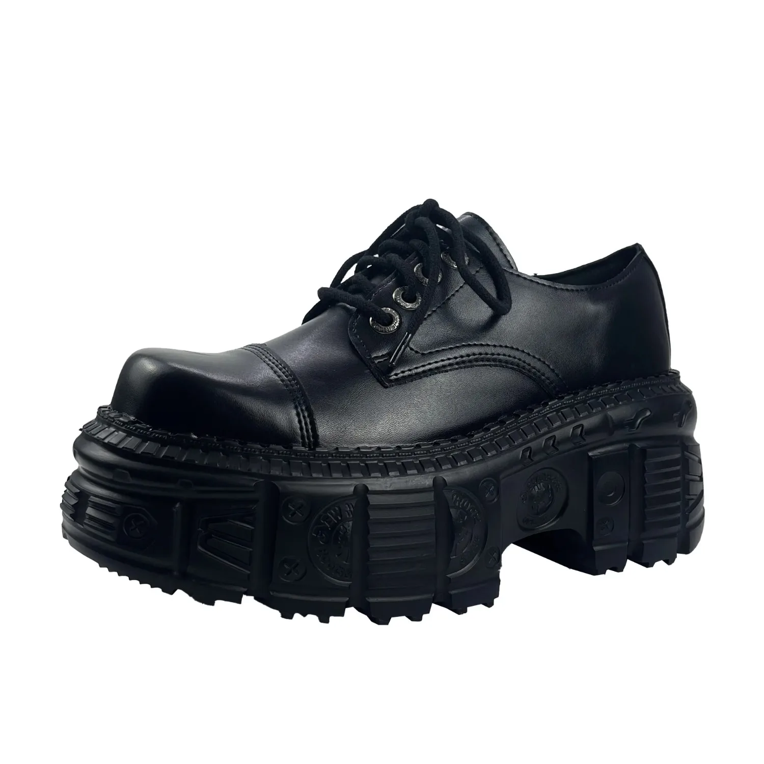 Unisex Dark Punk Lace Up Platform Tank Sole Leather Shoes For Gothic Street Party Club Daily Casual Outdoor Outfit