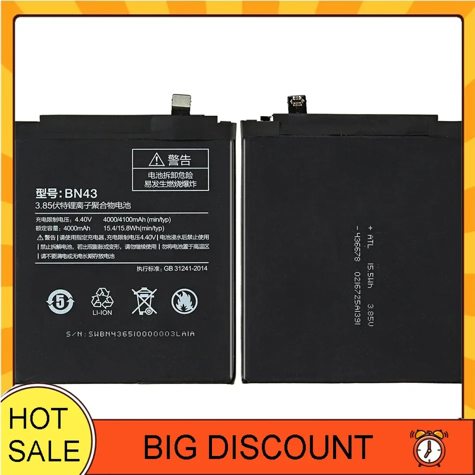 BN41 BN43 Replacement Battery For Xiaomi Redmi Note 4X/4 Global Snapdragon 625/Note4/For Redmi Note 4X MTK Helio X20