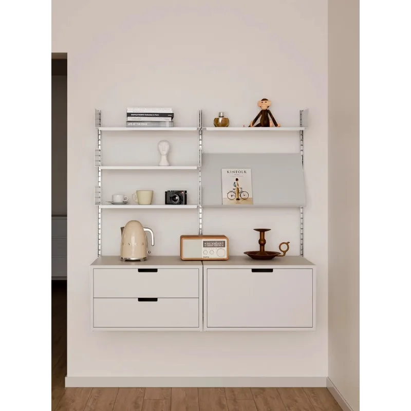 Wall  Simple modern wall-mounted wrought iron baffle bookshelf Living room multi-layer storage rack