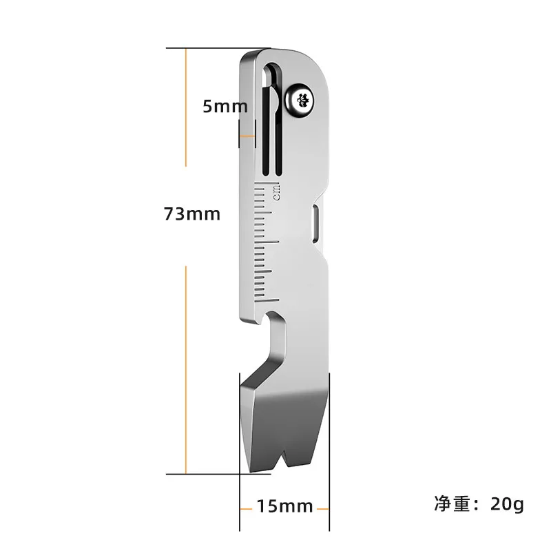 CNC 9 IN 1 TC4 Titanium Alloy Crowbar Knife Bottle Opener Graduated scale Hexagon Wrench EDC Outdoor Tools Multifunction Camping