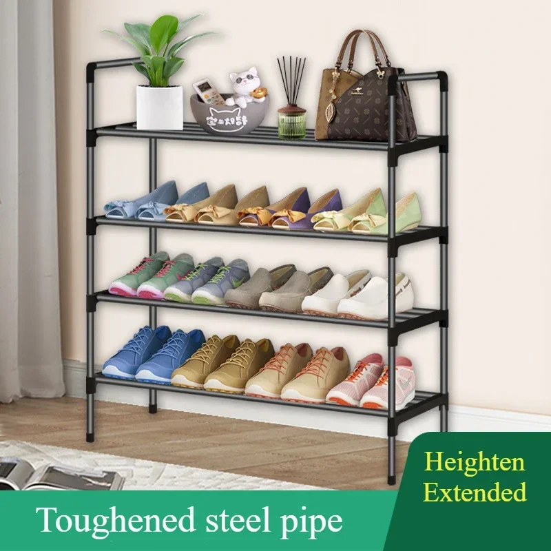 Shoe Rack Multi-layer Folding Shoe Cabinet Economy Home Bedroom Metal Black Shelf Shoe Rack