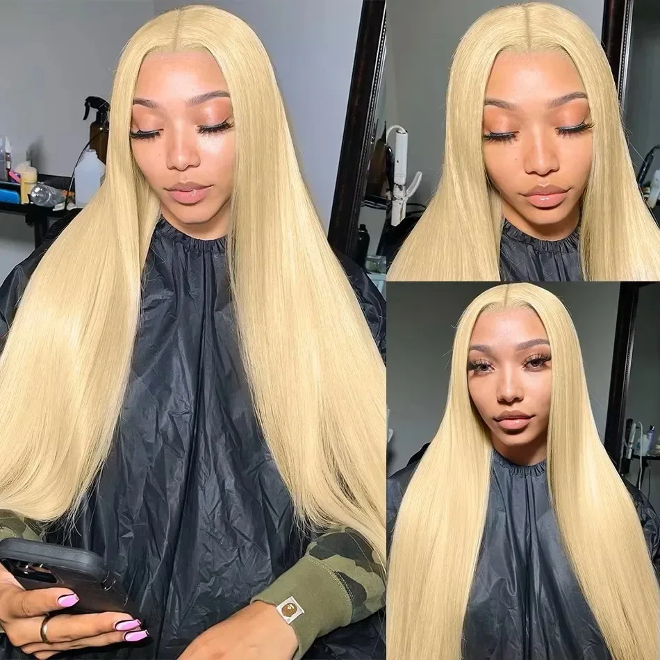 Ketebalan 180/250 13x6 HD wig rambut manusia Frontal renda transparan wig rambut manusia pirang 613 lurus Brasil 13x4 wig rambut manusia renda depan