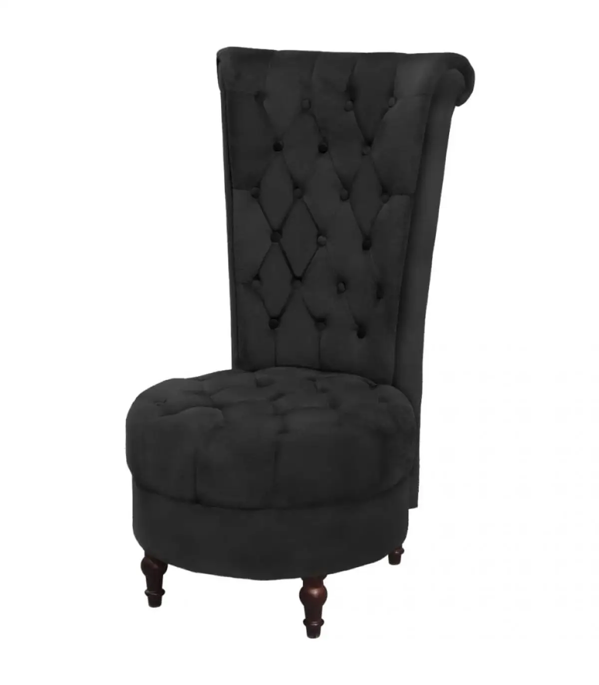 Black fabric high-back armchairs