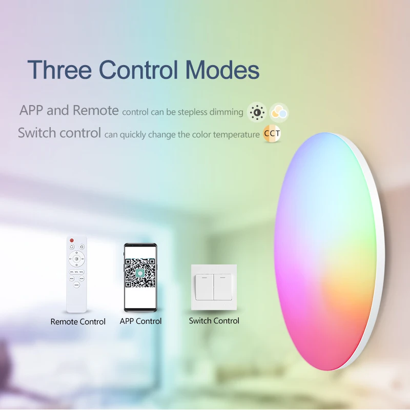 Imagem -03 - Luz de Teto Rgb Smart Home Painel Led Decoração Interior Controle Remoto Aplicação de Escurecimento Quarto Festa Quarto 36w 54w 220v