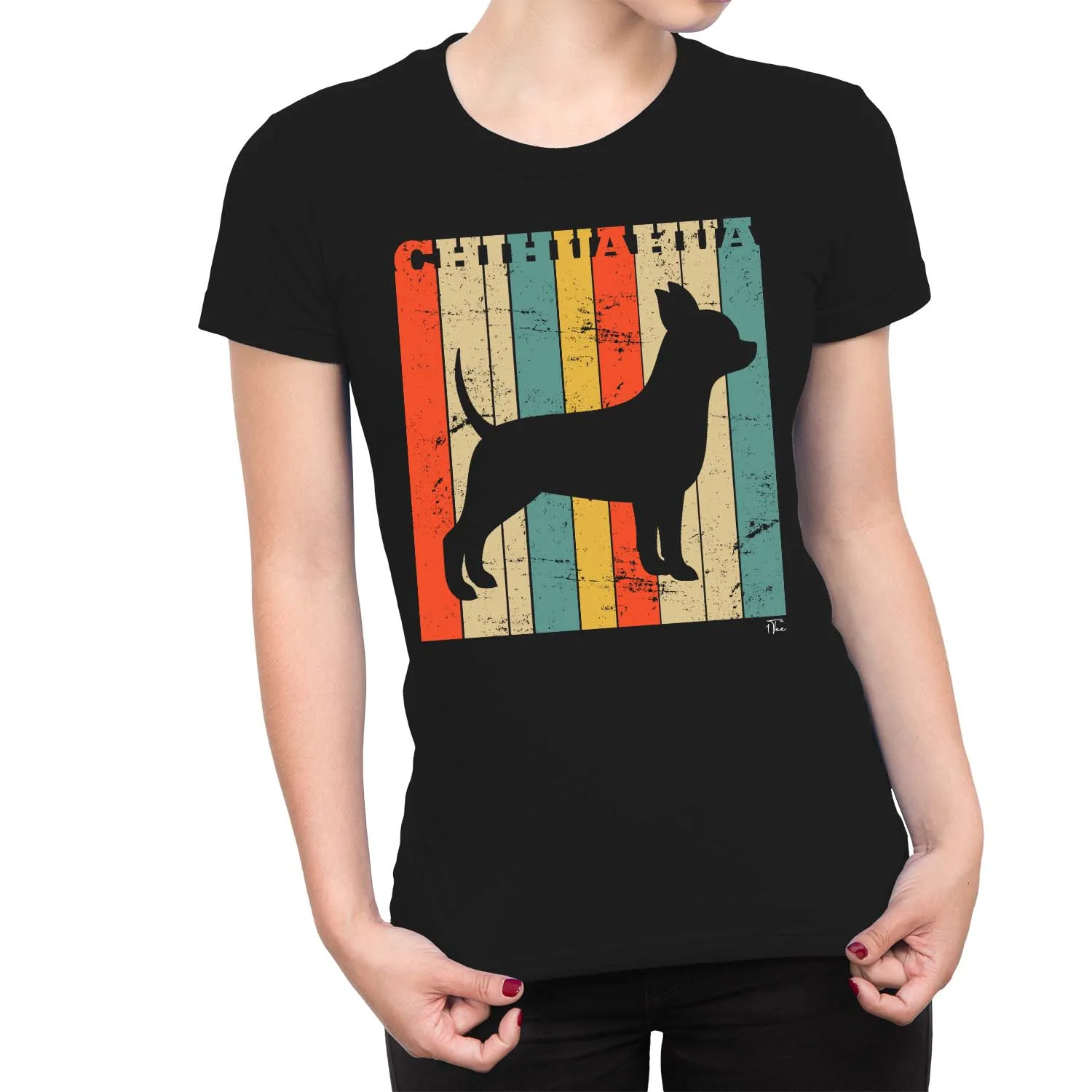 Polarshe-feminino's Chihuahua Dog Breed Retro T-Shirt, 1Tee, colorido