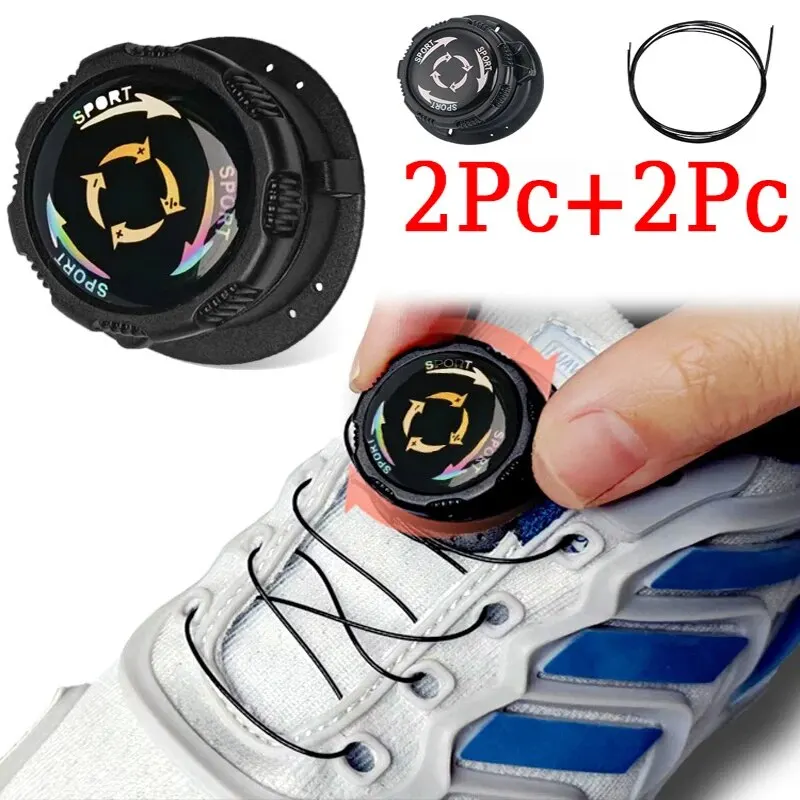 1 paar Metalen Draad Swivel Automatische Gesp Touw Sneaker Schoenveters voor Kinderen/Volwassen Geen Stropdas Veters Quick Lock Shoestrings Sneakers