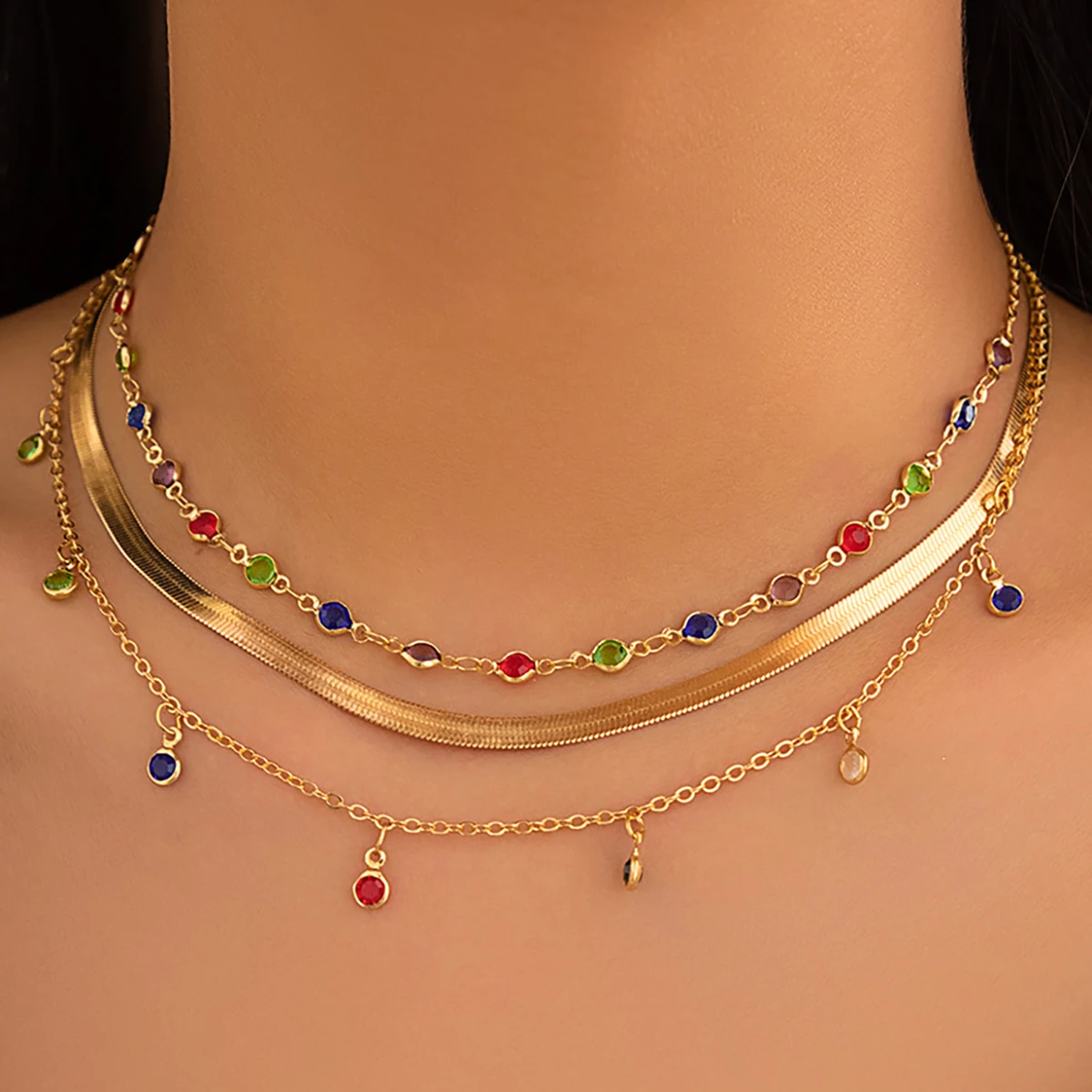 Bls-miracle Boho Fashion Color oro collana a forma di cuore per le donne collane con ciondolo multistrato alla moda Set regali di gioielli