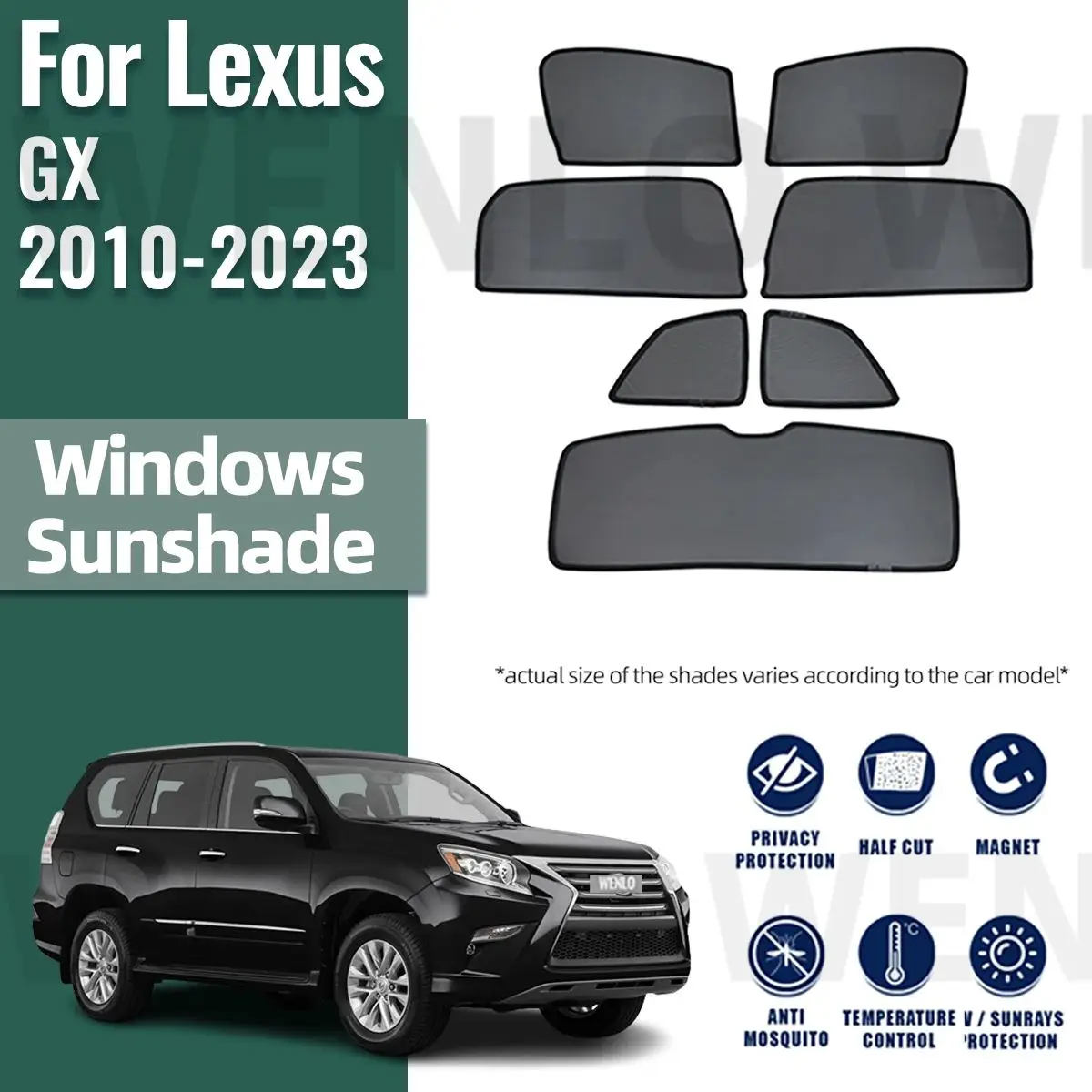 

For Lexus GX 2010-2022 2023 400 460 GX400 GX460 Magnetic Car Sunshade Front Windshield Mesh Curtain Rear Side Window Sun Shade