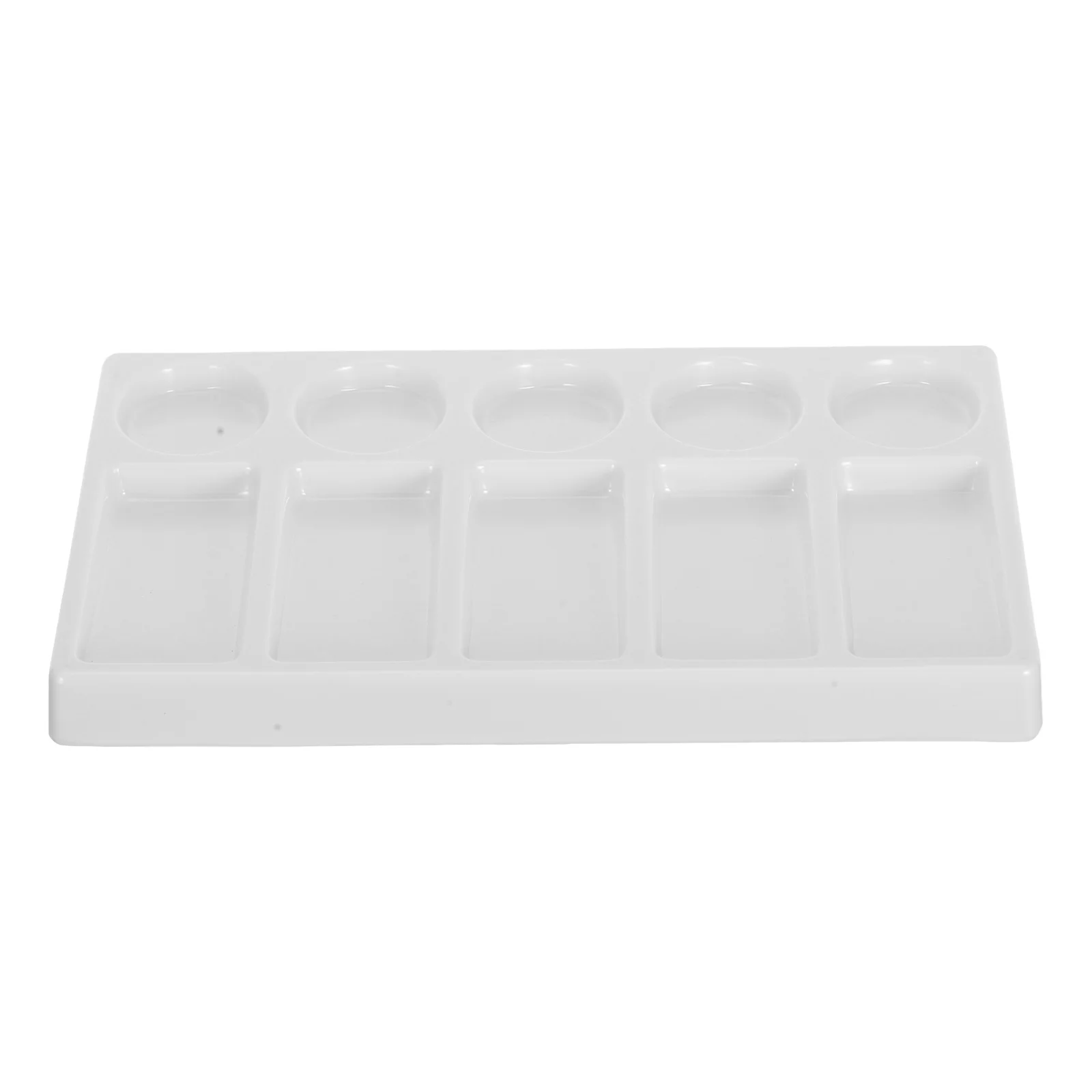 

10-Well Rectangular Leak Proof Paint Palette Thickened White Watercolor Gouache Mixing Tray for Artists Sketching Painting